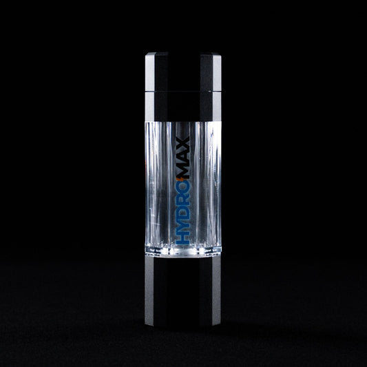 Hydromax one Pro Wasserstoff-Trinkflasche 420 ml, Frontansicht mit HYDROMAX-Logo