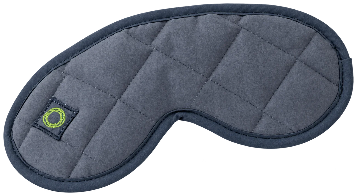 ifibr EyeMask Schlafmaske in Anthrazit mit gesteppter Oberfläche und grünem ifibr Logo-Patch